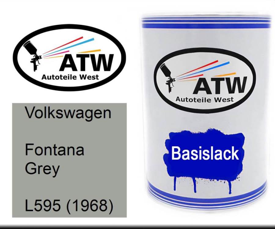 Volkswagen, Fontana Grey, L595 (1968): 500ml Lackdose, von ATW Autoteile West.